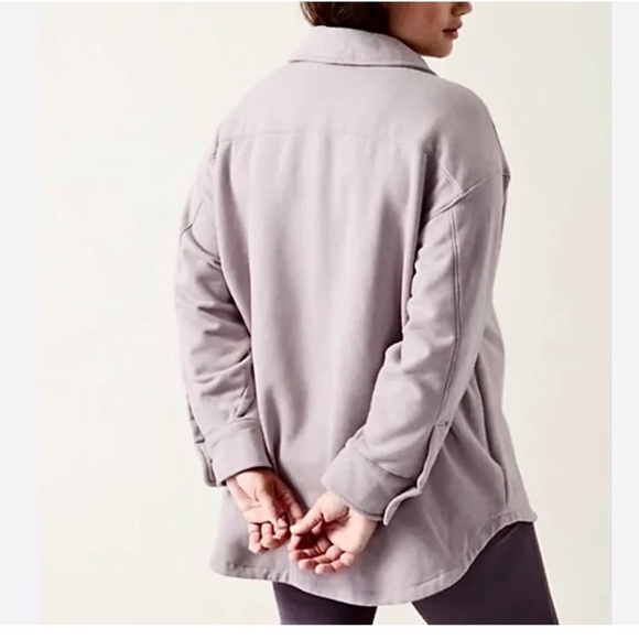 Athleta Retroplush Lavender Button Down Collared Soft Shirt Jacket Size Small - Picture 2 of 6
